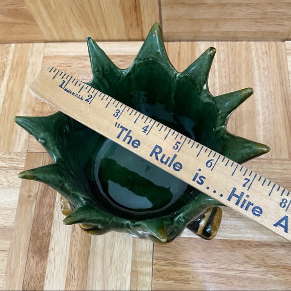 Unique Green Glazed Pottery Spiked Planter - Picture 9 of 10